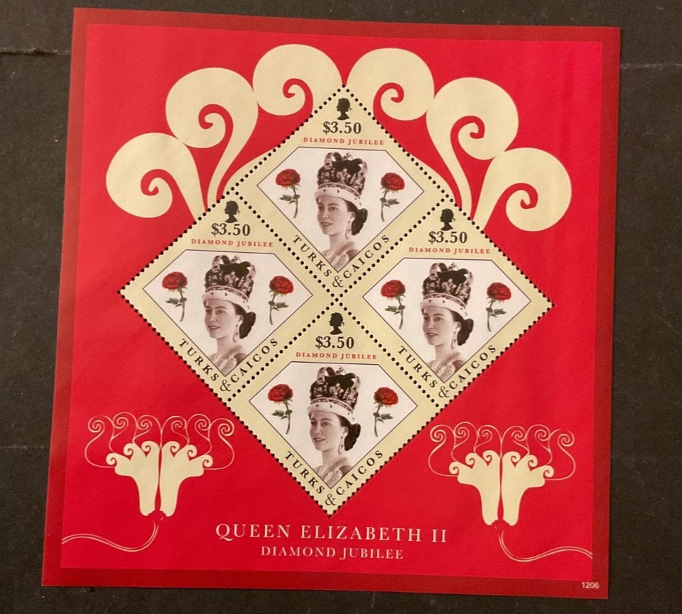 Estampillas Turcas y Caicos Scott #1510a hoja nunca articulada Foto 1 de 1