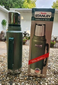 Vintage 1998 Stanley Aladdin Thermoskanne A-944DH grün 1 Quart USA klassisch Stahl mit Box - Bild 1 von 6