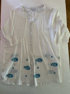 The Vermont Country Store Überwurf Größe 1X Bademode Überwurf weiß halbtransparent - Bild 1 von 8