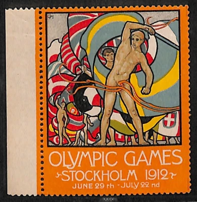 OLYMPIC GAMES 1912 STOCKHOLM Art Label *OLYMPICS* Sweden/GB Stamp Mint MM VS110 - Image 1 of 4