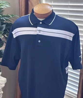 Camisa polo de golf FootJoy FJ punto piqué rendimiento azul marino/blanco para hombre talla L *logo Foto 1 de 4