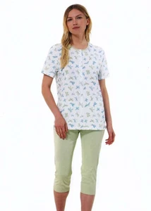 Pigiama donna aperto a manica corta in jersey di cotone Linclalor 75105 - Imagen 1 de 2