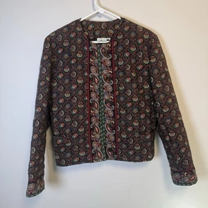 Vera Bradley Colette Black Retired Paisley Pattern Quilted Jacket Size Small - Picture 1 of 11