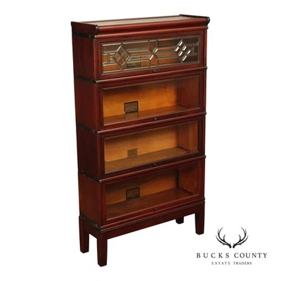 Антикварный четырехсекционный книжный шкаф-барристер из красного дерева Globe Wernicke - Изображение 1 из 4