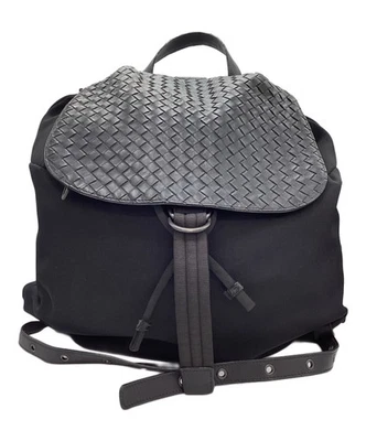 BOTTEGA VENETA Intrecciato Backpack Nylon Leather Black 409595 - Image 1 of 4