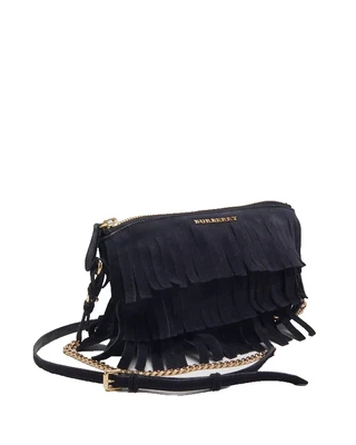 Burberry Suede Fringe Peyton Crossbody Clutch Bag - Image 1 of 4