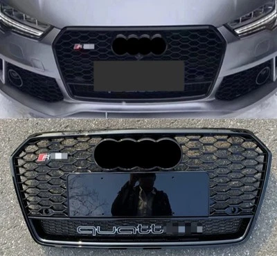 Fit For Audi A7 S7 2016-2018 RS7 Style Bumper Honeycomb Grille Mesh Grill Chrome - Image 1 of 4