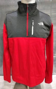 The North Face Quarter Zip Sweatshirt Medium Red Mens Lightweight Pullover - Picture 1 of 8