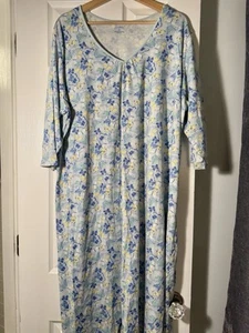 LL Bean Nightgown Sz 3X Blue Butterfly 100% Supima Cotton Cottagecore Soft - Picture 1 of 6