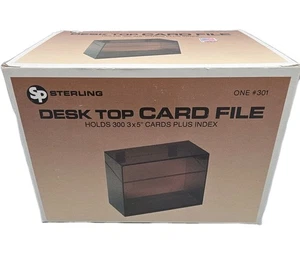 Vintage Sterling Desk Top Card File 3x5 Smoky #301 Holds 300 Plus Index New - Picture 1 of 6