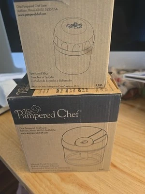Pampered Chef Manual Food Processor 2581 + 1136 Spiral and Slice - Both New - Image 1 of 3