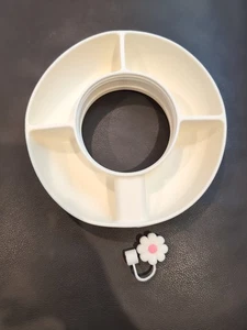 Snack Bowl Ring Stanley 40 Unzen Becher WEISS passt den meisten + Blume Strohhalm Topper - Bild 1 von 5
