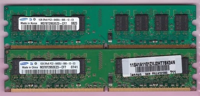 2GB 2x1GB PC2-6400 DDR2-800 SAMSUNG M378T2953EZ3-CF7 LENOVO 41X1080 MEMORY KIT - Image 1 of 2