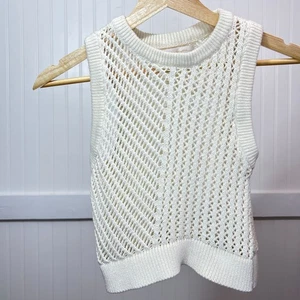 Spiritual Gangster Women's Cream Crochet Open Knit Sweater Vest Sleeveless Tank - Picture 1 of 8