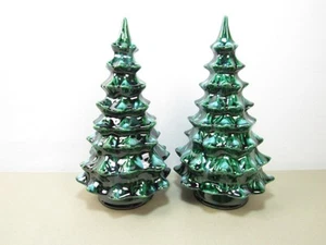 Decorazioni Albero di Natale Vintage Ceramica Smaltata Verde (2) Senza Luci Solido 9" - Foto 1 di 4