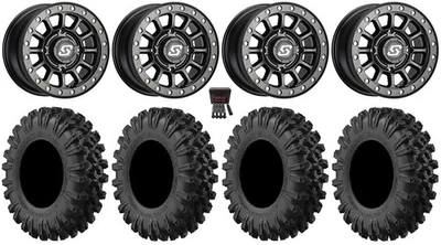 Sedona Sano 14" Wheels Bk +30mm 30" MotoRavage XL Tires Kawasaki Mule Pro FXT Foto 1 de 4