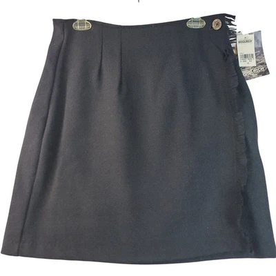 90 年代羊毛条纹裹身裙 12 黑色经典老式 Deadstock — 第 1/4 张图片