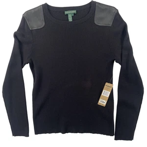 Ralph Lauren Jeans Company Sweater Shirt Womens Large Leather Shoulder Patch - Picture 1 of 11