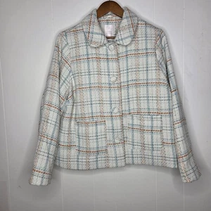 Chaqueta corta a cuadros de tweed Lauren Conrad para mujer talla 0X Preppy oficina carrera - Imagen 1 de 9