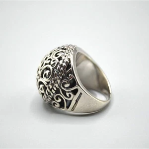 Silver Filigree Baroque Style Cocktail Ring Sterling 925 Swirl Design Size 8 - Picture 1 of 8