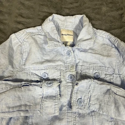 Tommy Bahama Linen Blend Button Front Denim Style Jacket Light Blue M - Image 1 of 4