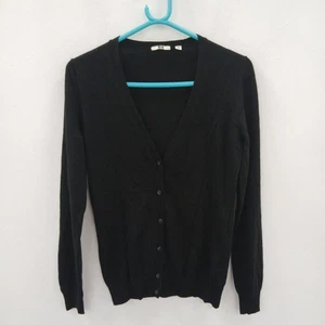 Uniqlo Cardigan Size Medium Black Wool Casual RMF17-BL - Picture 1 of 6