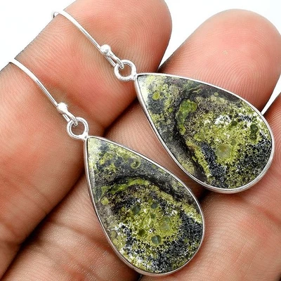 Dragon Blood Stone - South Africa 925 Sterling Silver Earrings Jewelry E-1001 - Image 1 of 4