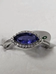 Bomb Pary Ring Sz 8 Fancy In Love Lc Dark Amethyst Fuzed Quartz Rhodium Rbp6125 - Picture 1 of 4