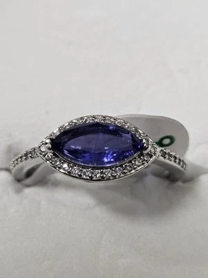 Bomb Pary Ring Sz 8 Fancy In Love Lc Dark Amethyst Fuzed Quartz Rhodium Rbp6125 - Image 1 of 4