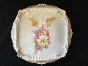 Antique Carl Tielsch & Co. C.T. German - Tea Tile - floral & gold - Picture 1 of 4