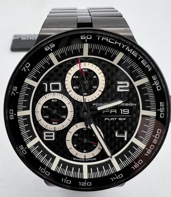 REDUCIDOPorsche Design P'6360 Flat Six Reloj Cronógrafo Automático Negro 44mm NUEVO Foto 1 de 4
