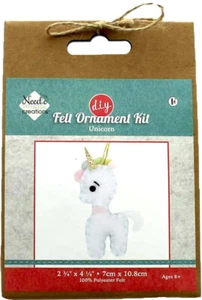 Felt Stitch Christmas Ornament Craft Kit: Unicorn - Cute Holiday Hand Embroidery - Picture 1 of 2