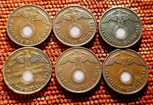 Nazi Pfennig Run of MINTS & Years A-B-D-E-F-G-J Segunda Guerra Mundial Original III Reich Monedas - Imagen 1 de 126
