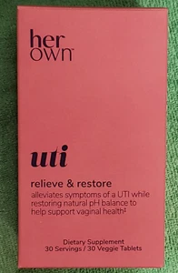 HER OWN - UTI - Relieve & Restore - 30 Servings / 30 Veggie Tablets - Exp 4/2025 - Picture 1 of 9