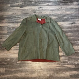 Alfred Dunner Womens Faux Suede Button Front Olive Green Jacket Blazer. - Picture 1 of 7
