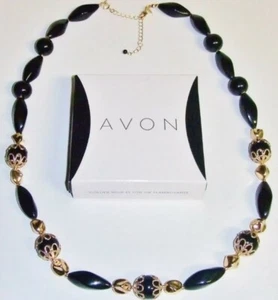 Avon Bold Black And Goldtone Necklace NIB - Picture 1 of 7