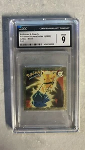 1999 Pokémon Artbox Sticker Series 1 Gold Sticker Bulbasaur & Pikachu #G11 CGC 9 - Picture 1 of 2