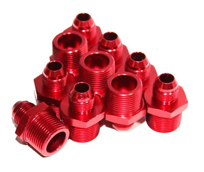 Adaptador de montaje anodizado de aluminio rosca macho NPT de 10 PIEZAS ROJO 8AN AN-8 a 3/4\" Foto 1 de 4