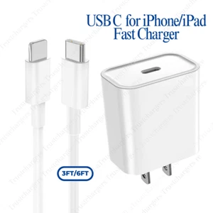PD USB C Charger Cable 20W Power Adapter For iPhone 16 15 14 13 12 11 iPad Mini - Picture 1 of 20