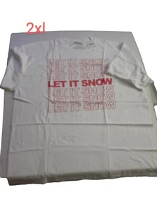 Mad Engine LET IT SNOW T Shirt Plus Size 2xl White Red Mens , Unisex Top Nwtgs - Picture 1 of 5