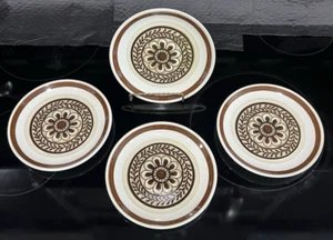 4 VTG Royal China Cavalier Ironstone Monterey Bread Plate Boho Brown Floral 6.5" - Picture 1 of 10