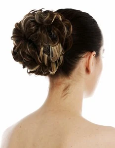 Hair Piece Nest Hair Bun Hair Rose Voluminous Curly Wavy Braun Blonde Highlights - Picture 1 of 5