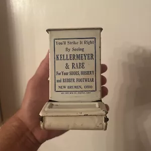 RARO Kellermeyer Rabe Scarpe Pubblicità Match Safe Nuovo Brema Ohio - Foto 1 di 7