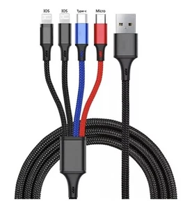Multi Charging Cable 4 in 1 Multiple USB Fast Charger For iPhone Type C MicroUSB - Picture 1 of 6