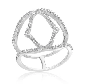 Anillo de cóctel crossover doble crossover de plata esterlina 925 soporte de dos enlaces - Imagen 1 de 16
