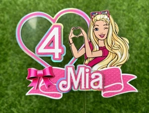 Personalized Barbi Fashion Doll Theme Cake Topper/ Any Name Any Age - Picture 1 of 1