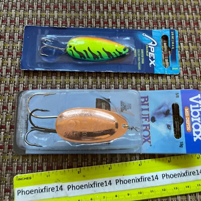 Blue Fox Classic Vibrax 06 enchapado 5/8 cobre 6 y cuchara de aparejo Apex 3/8 oz Foto 1 de 4