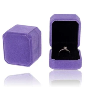 Astuccio per Anelli Matrimonio Scatola Gioielli Viola Ringschatulle Porta Samt - Foto 1 di 4