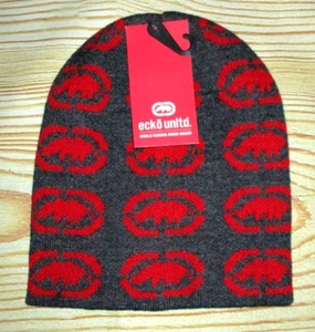 MENS ECKO UNLTD CHARCOAL RED BEANIE HAT CAP ONE SIZE - Picture 1 of 1
