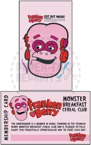 TARJETA DE MEMBRESÍA FRANKEN BERRY MONSTER BREAKFAST CEREAL CLUB - FANTASÍA VINTAGE - Imagen 1 de 1